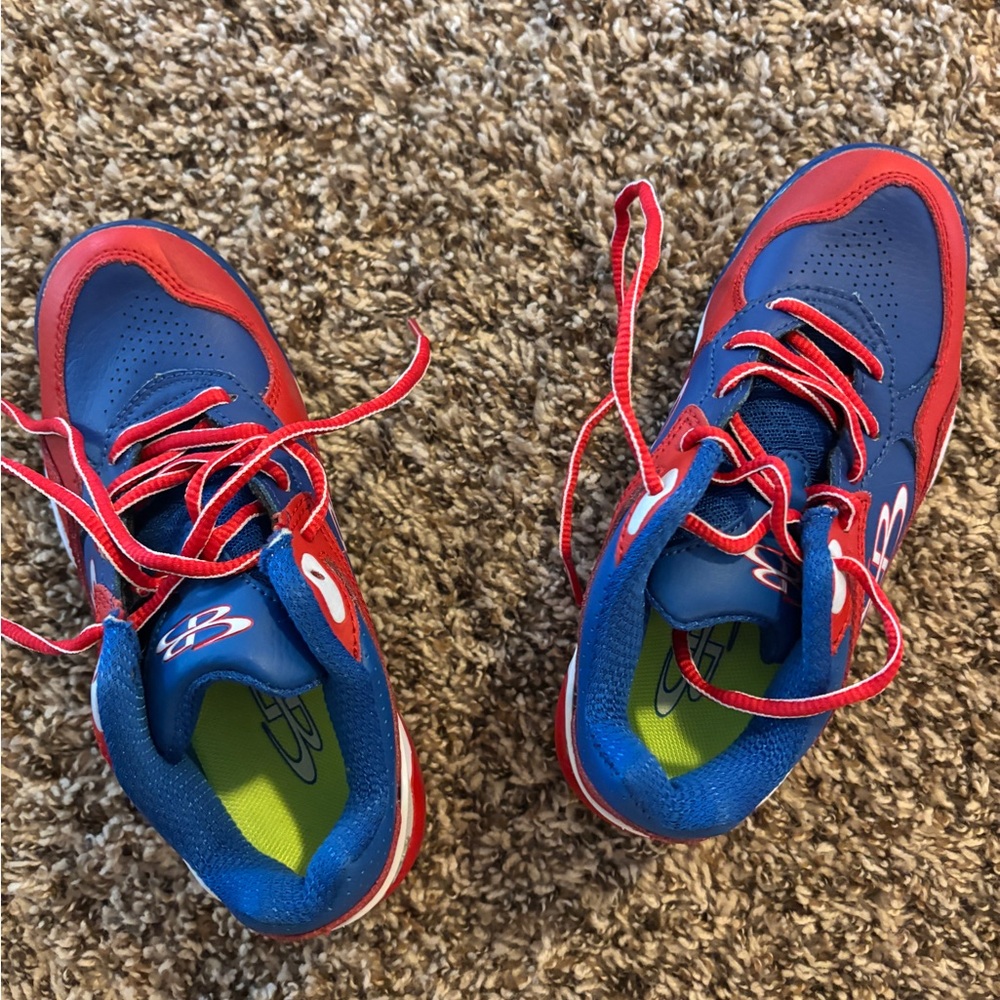 Boombah Royal Blue Red Cleats sz 4